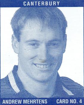 1998 Meadow Fresh Milk South Island Stars of Rugby #4 Andrew Mehrtens Front